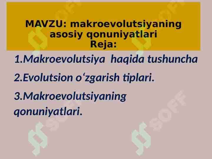 makroevolutsiyaning asosiy qonuniyatlari