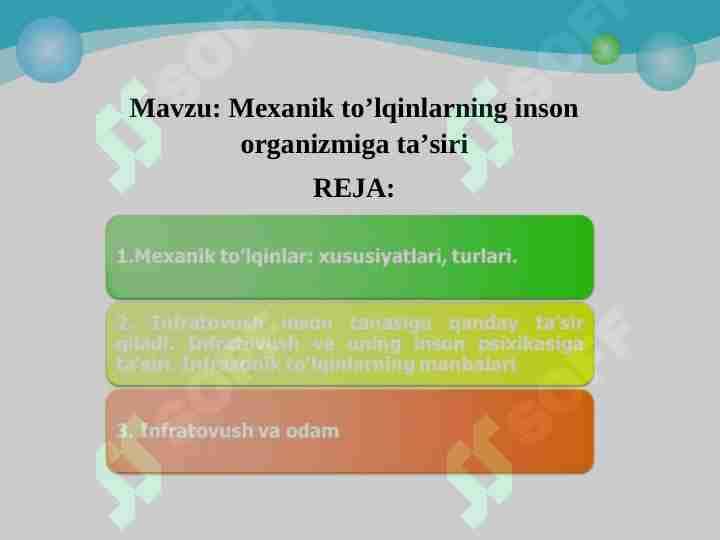 Mexanik to’lqinlarning inson organizmiga ta’siri