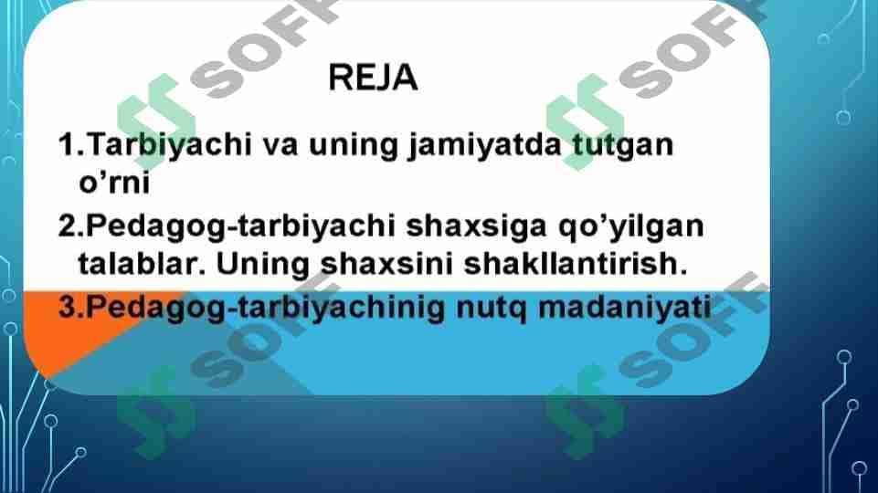 o’qituvchi nutqiga qo’yiladigan talablar