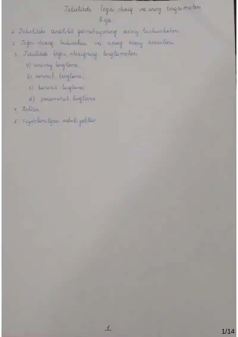 tekislikda toʻgʻri chiziq va uning tenglamalari