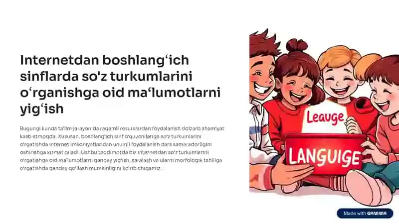 Internetdan boshlang»ich sinflarda so'z turkumlarini o»rganish