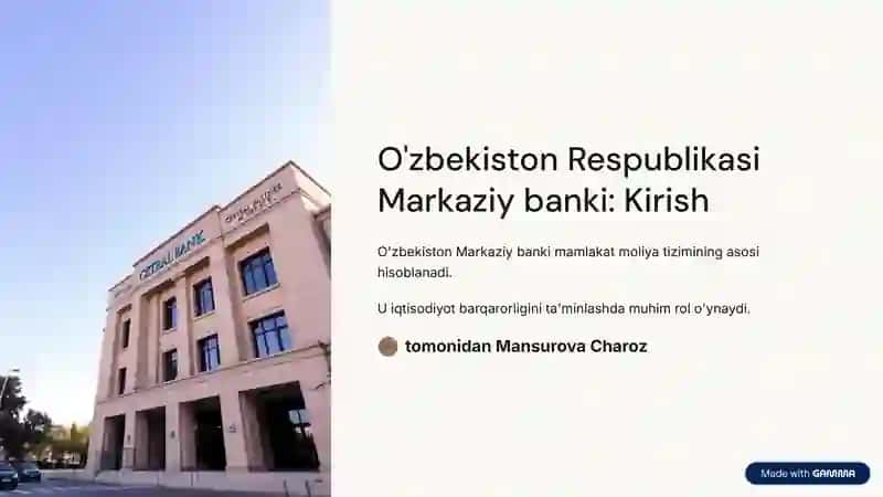 O'zbekiston Respublikasi Markaziy banki: Kirish