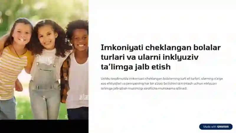 Imkoniyati cheklangan bolalar turlari va ularni inklyuziv ta'lim