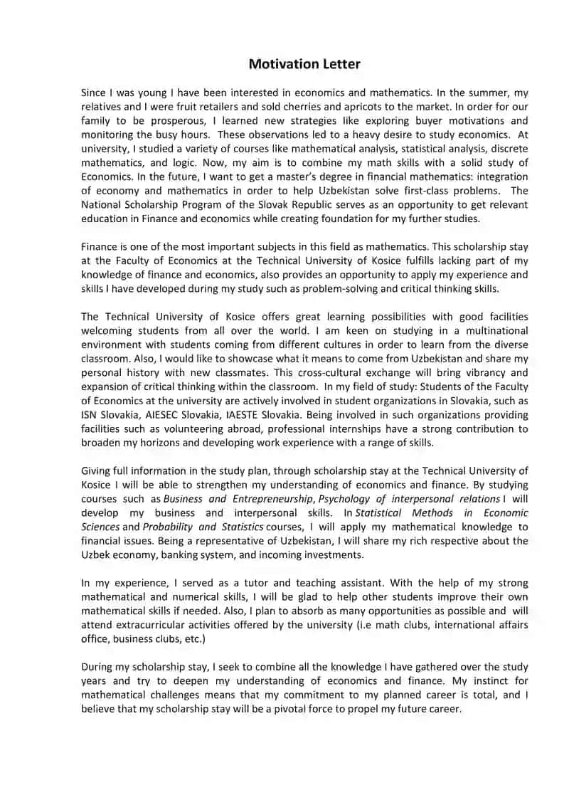 Motivation Letter