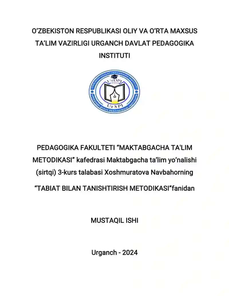 Tabiat bilan tanishtirish metodikasi
