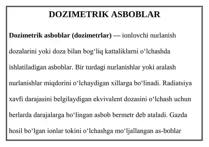 Dozimetrik asboblar