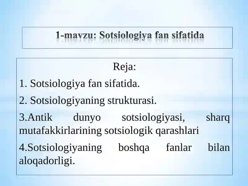 Sotsiologiya fan sifatida