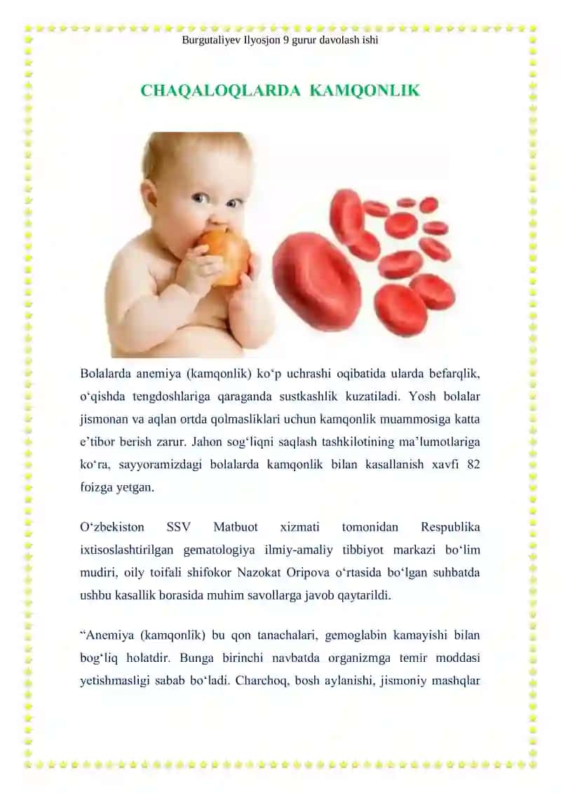 Burgutaliyev Ilyosjon 9 gurur davolash ishi