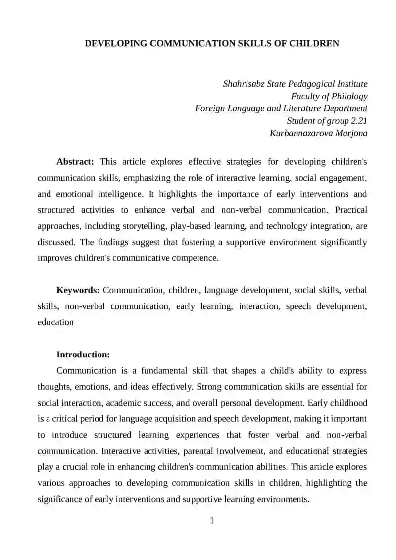 Developing Communication Skills of Children