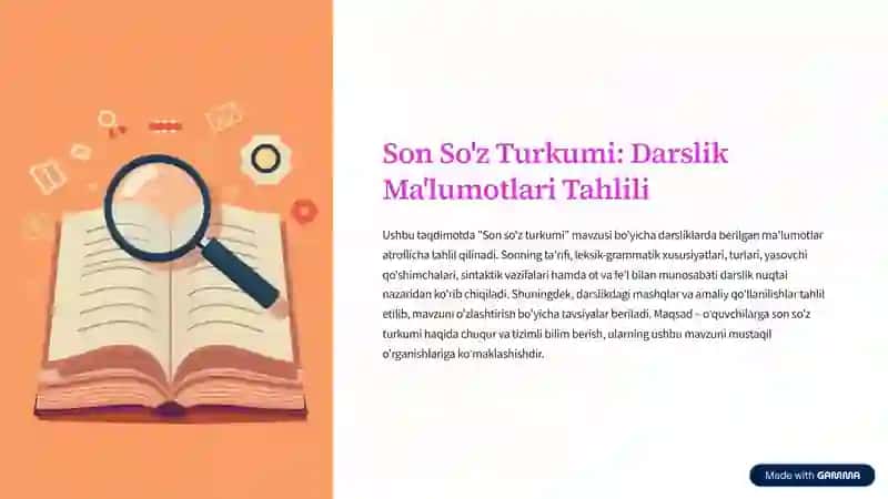 Son So'z Turkumi: Darslik