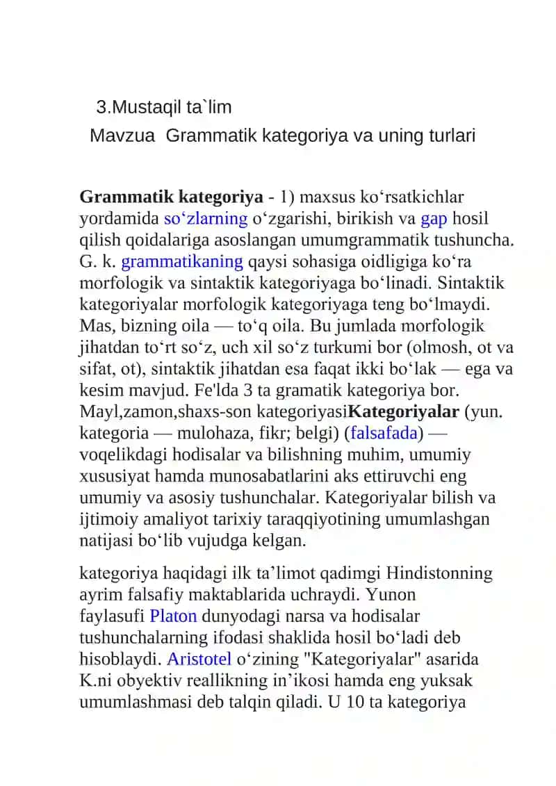 Grammatik kategoriya va uning turlari