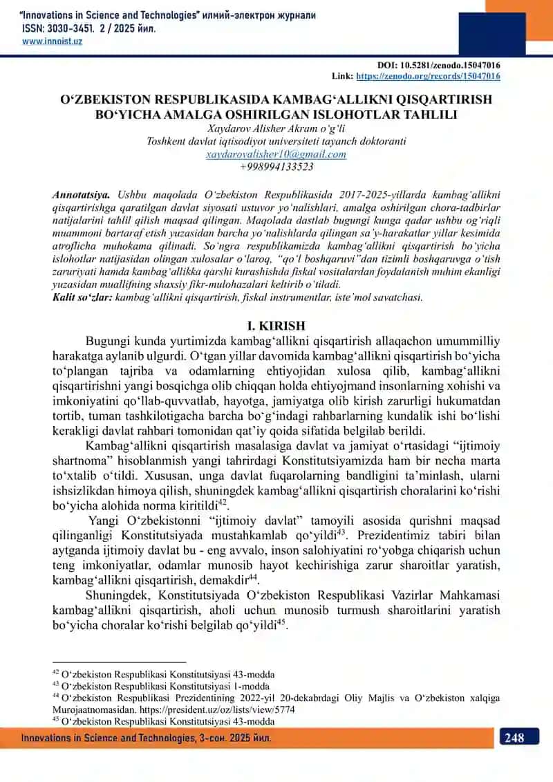 Innovations in Science and Technologies