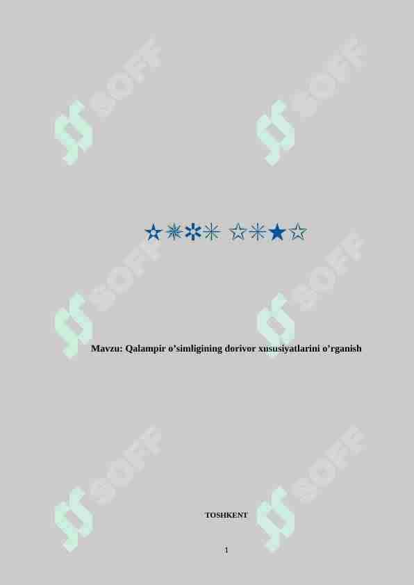 Qalampir o’simligining dorivor xususiyatlarini o’rganish