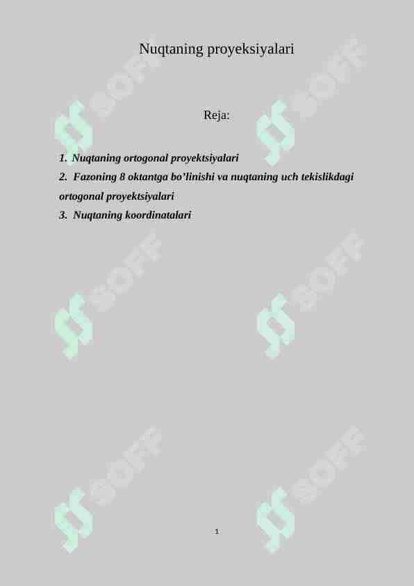 Nuqtaning proyеksiyalari