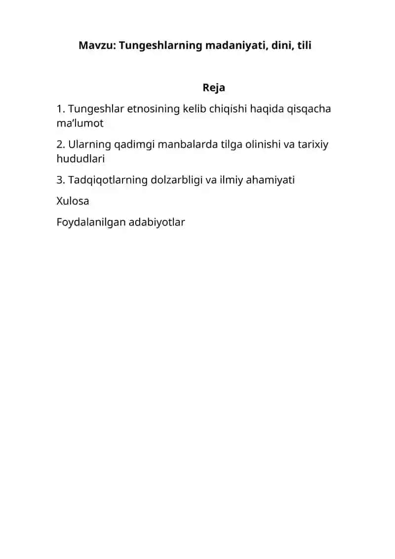 Tungeshlarning madaniyati, dini, tili