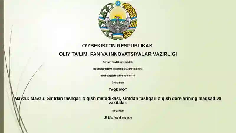 Sinfdan tashqari o‘qish metodikasi