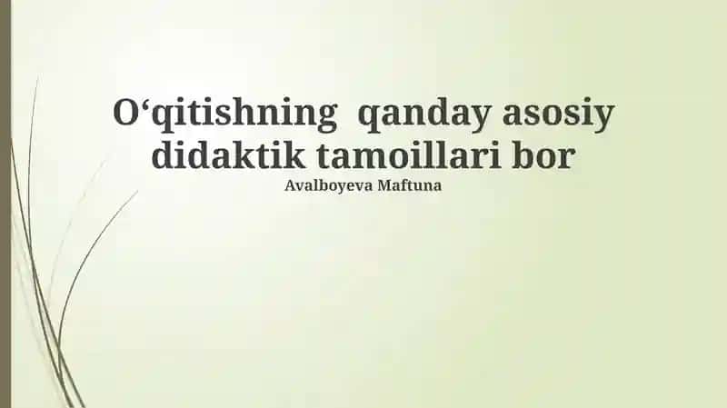 Ta'limning asosiy didaktik tamoillari