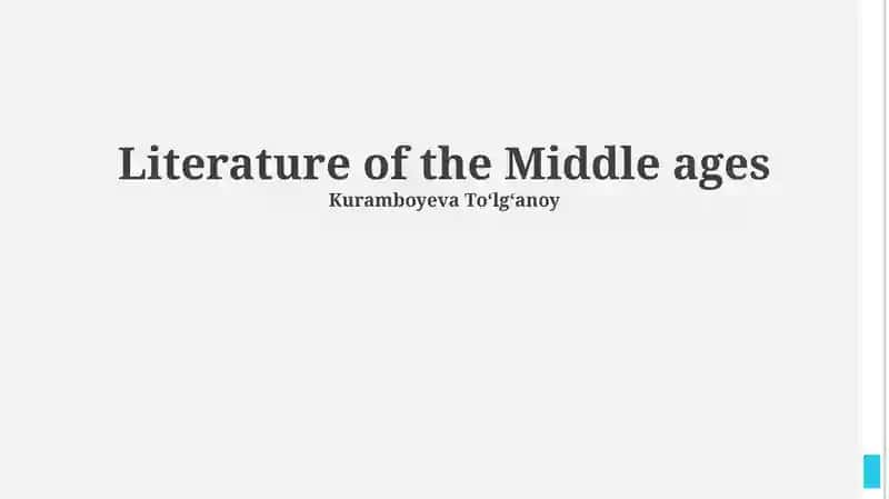 Literature of the Middle Ages