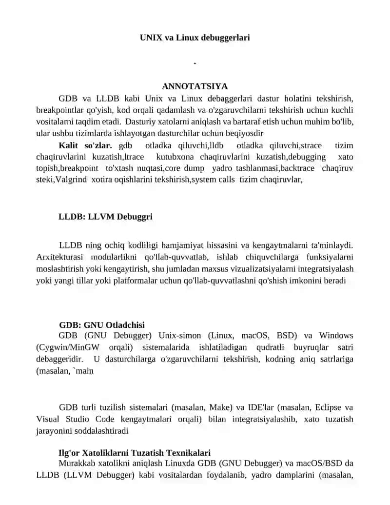 UNIX va Linux debuggerlari