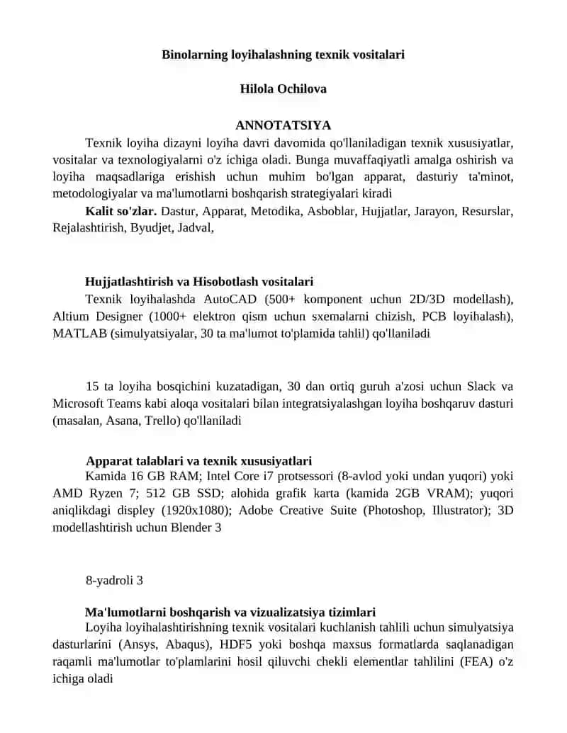 Texnik loyiha dizayni