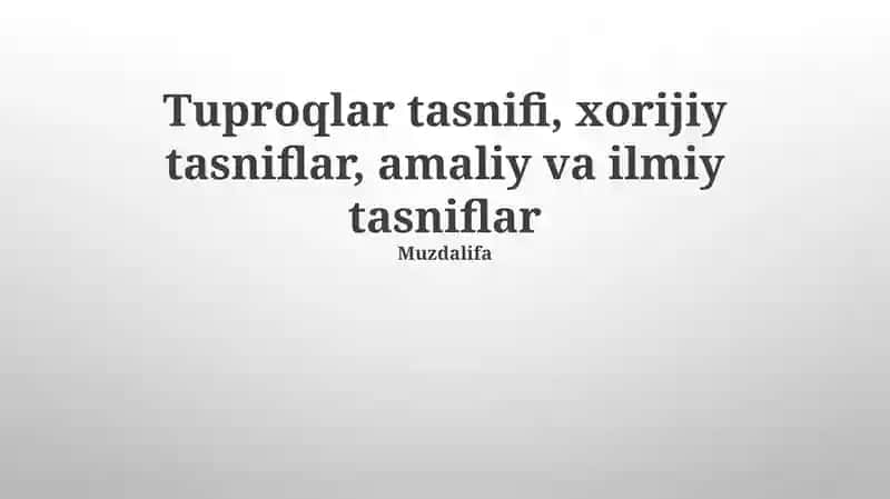 Tuproqlar tasnifi