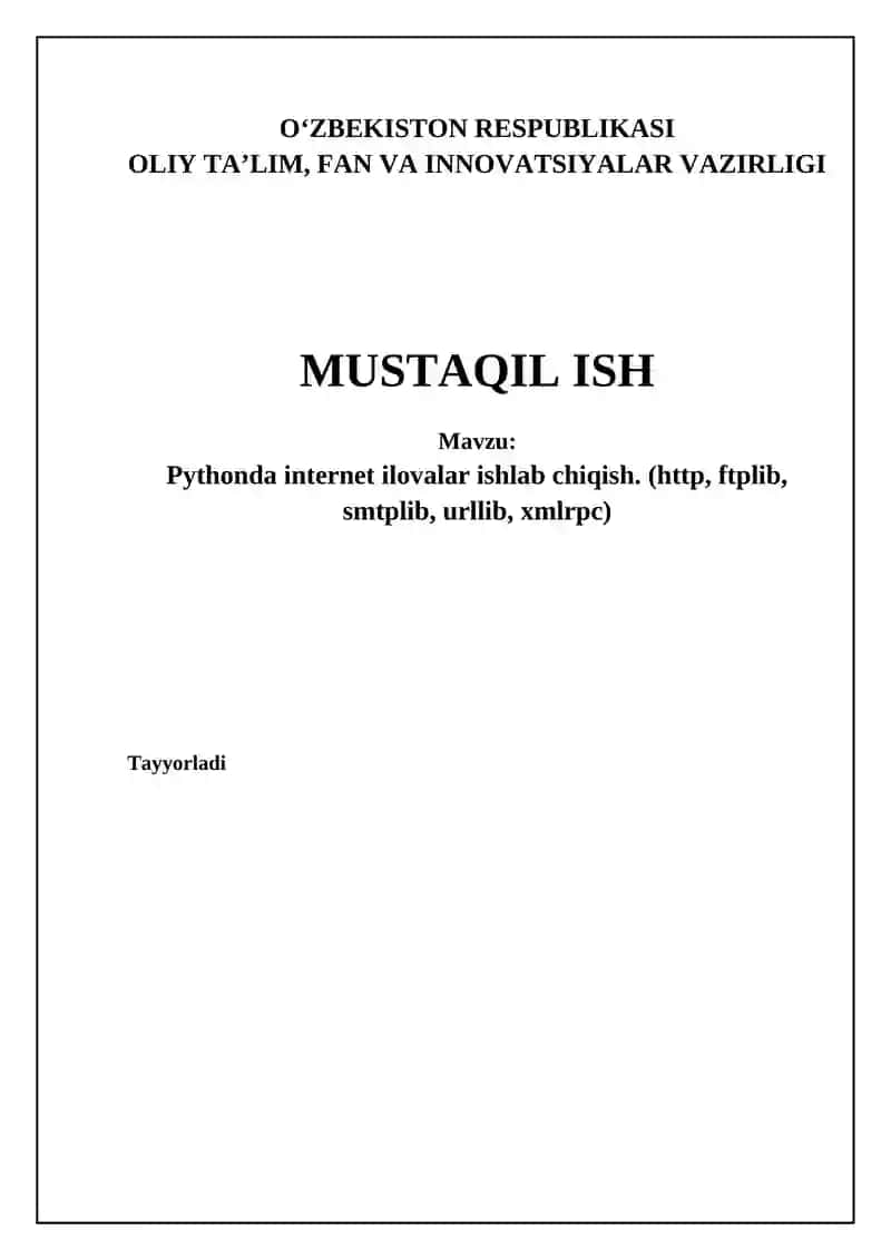 Pythonda internet ilovalar ishlab chiqish