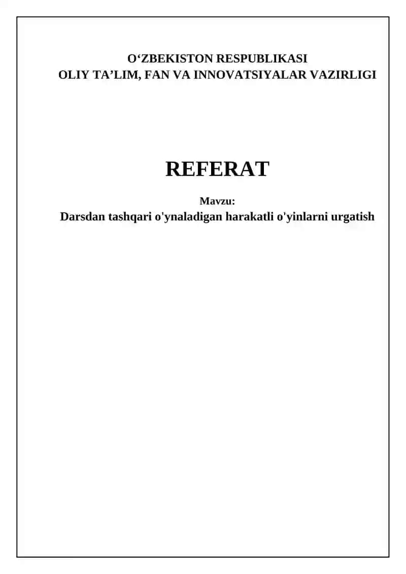 Maktabdan tashqari faol o'yinlar