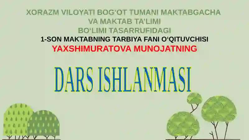 EKOLOGIK ISTIROHAT BOG I DARS ISHLANMA