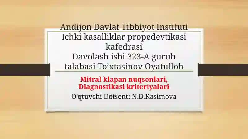 Mitral klapan nuqsonlari
