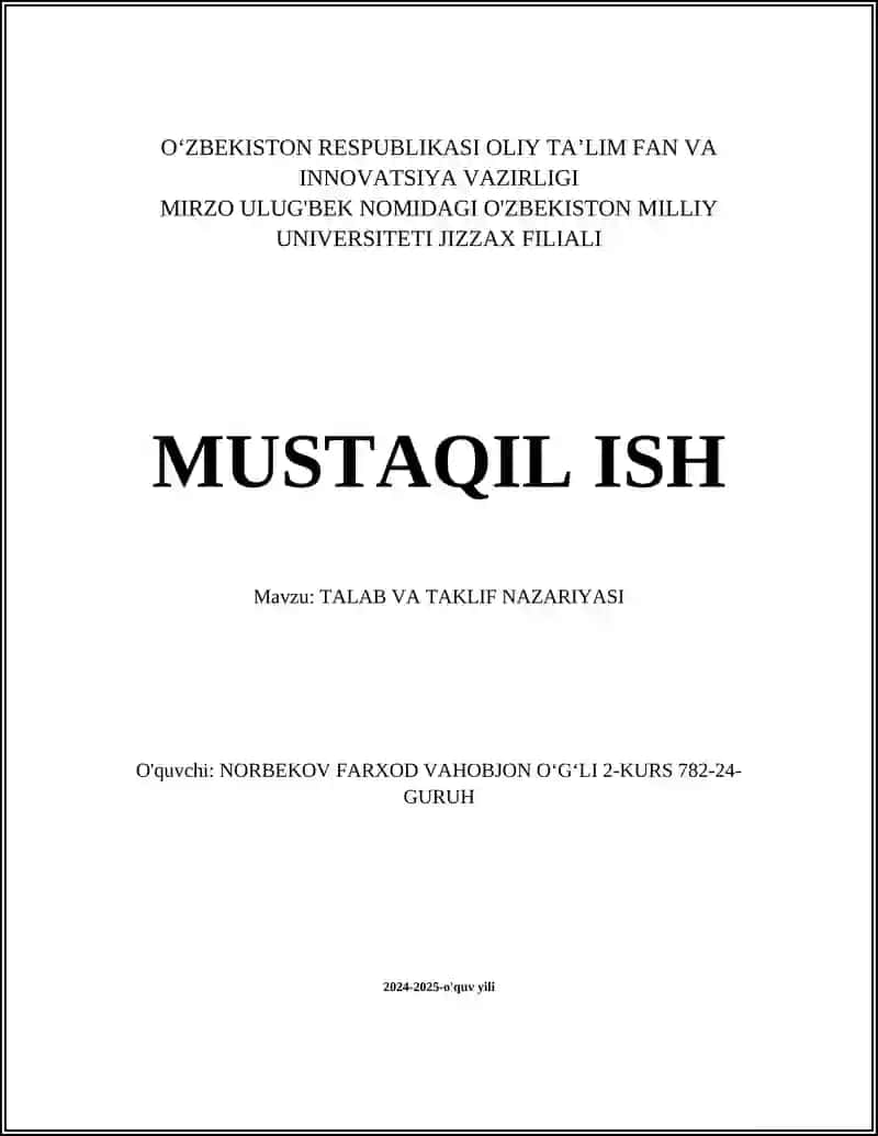 Talab va Taklif Nazariyasi