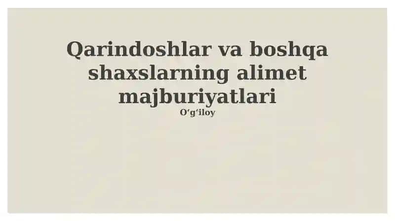 Aliment to'lash majburiyatlari
