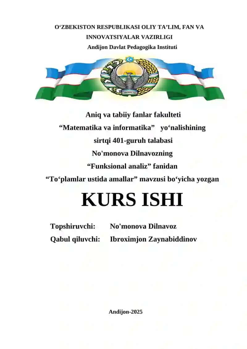 "To'plamlar ustida amallar"