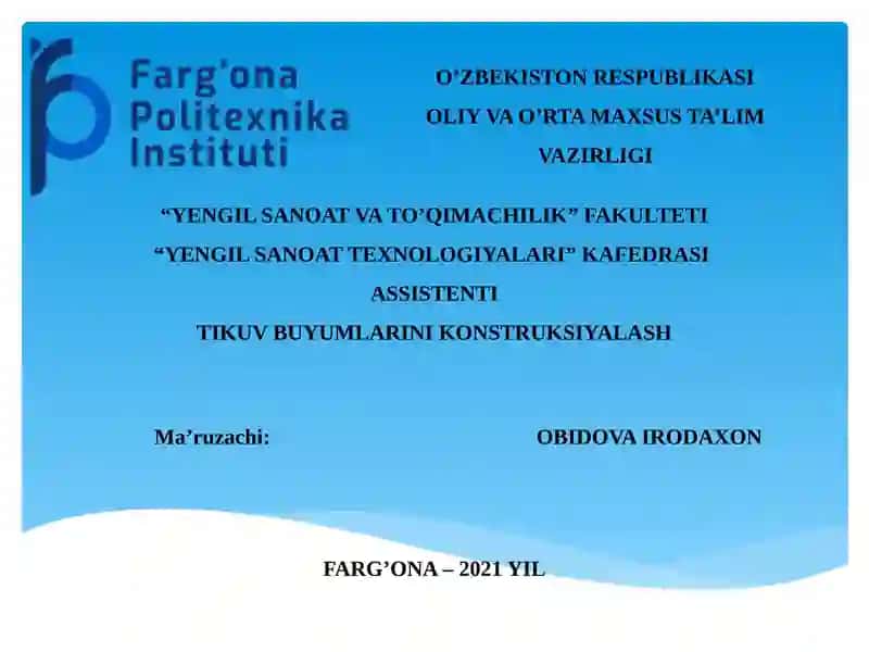 Tikuv buyumlarini konstruksiyalash