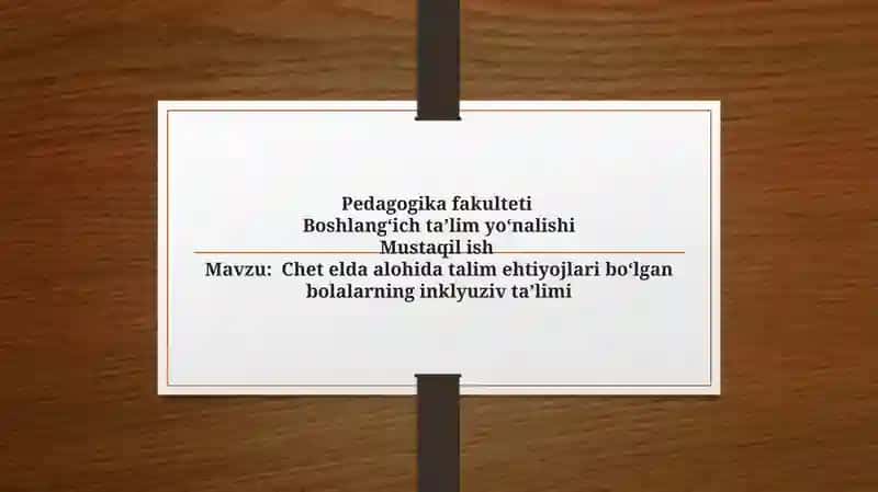 Chet elda alohida talim ehtiyojlari boʻlgan bolalarning inklyuziv taʼlimi