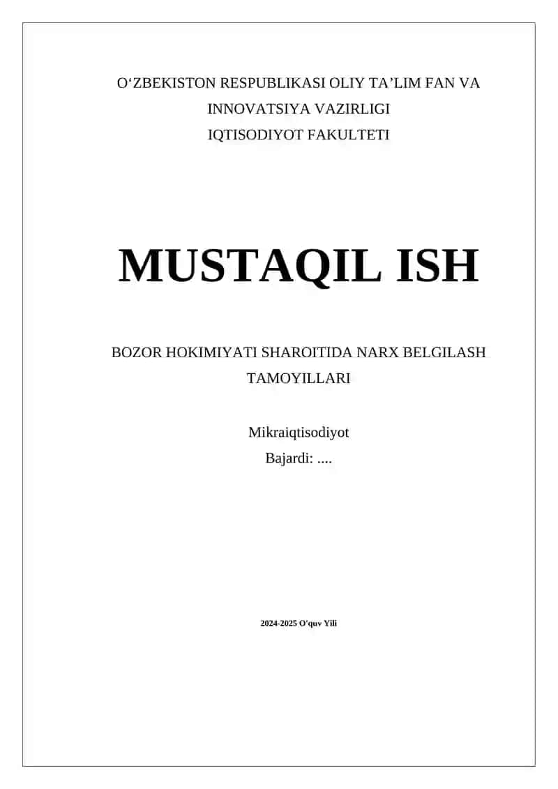 Narx belgilash tamoyillari
