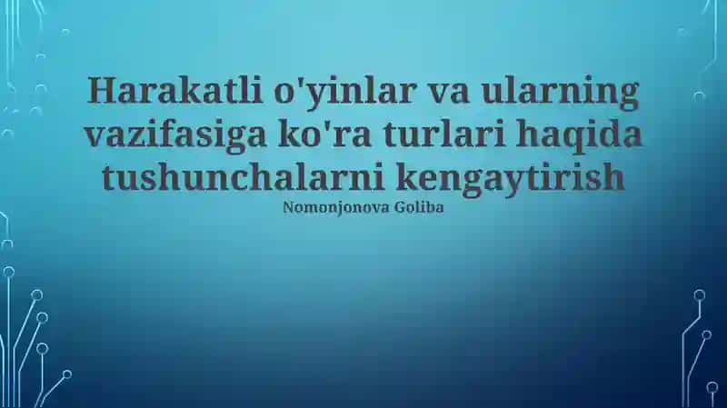 Aktiv O'yinlarning Maqsadlariga Ko'ra Tasnifi