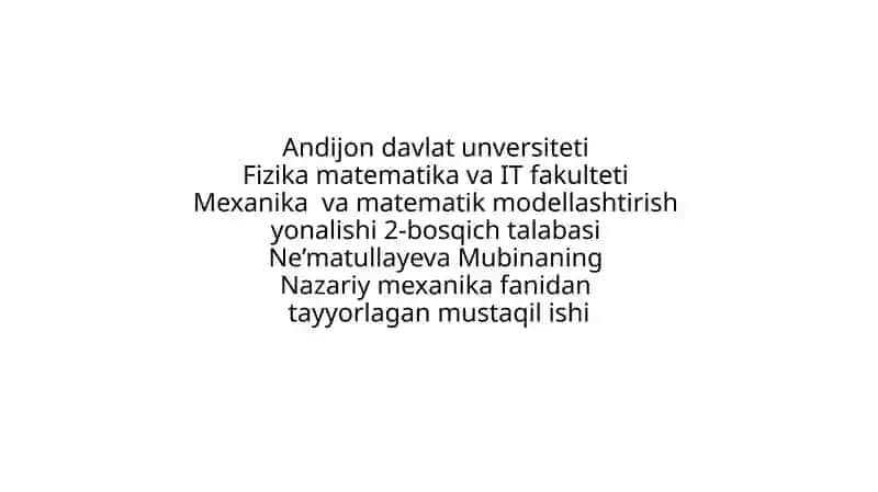 Qattiq Jism Dinamikasining Umumiy Teoremalari