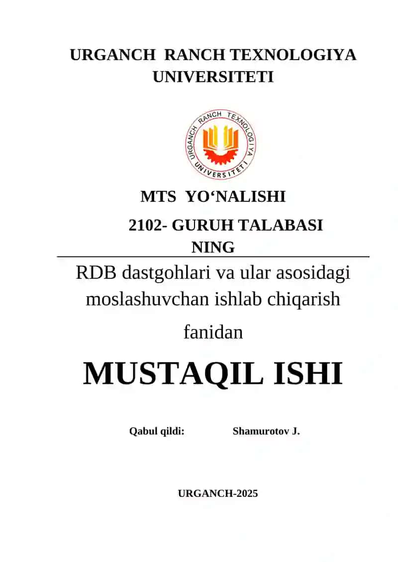 RDB qurilmalari va raqamli axborotlarni tashuvchilari