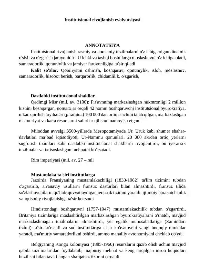 Institutsional rivojlanish evolyutsiyasi