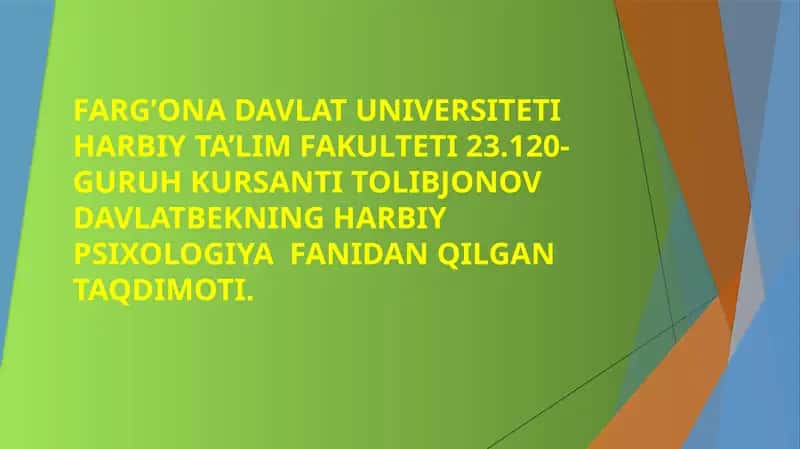 Harbiy psixologiya ta'limi
