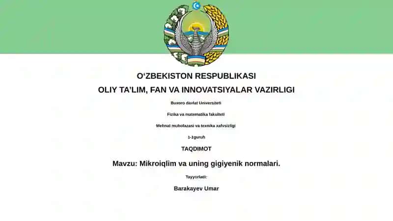 Mikroiqlim va uning gigiyenik normalari
