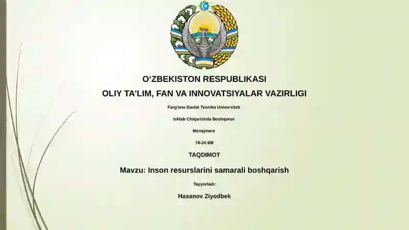 Inson resurslarini samarali boshqarish