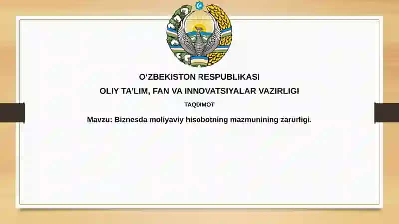 Biznesdagi moliyaviy hisobot