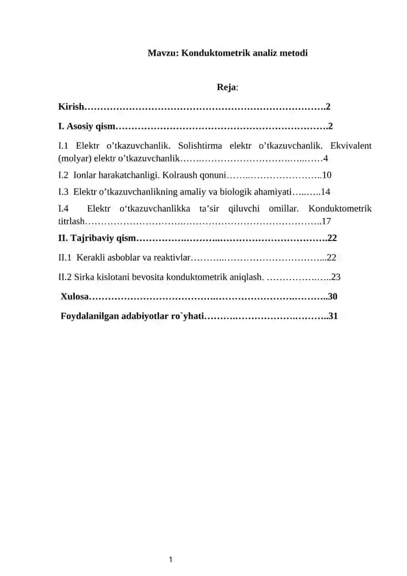 Konduktometrik analiz metodi