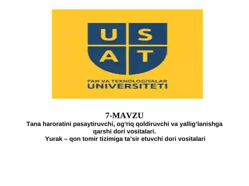 Yurak – qon tomir tizimiga taʼsir etuvchi dori vositalari