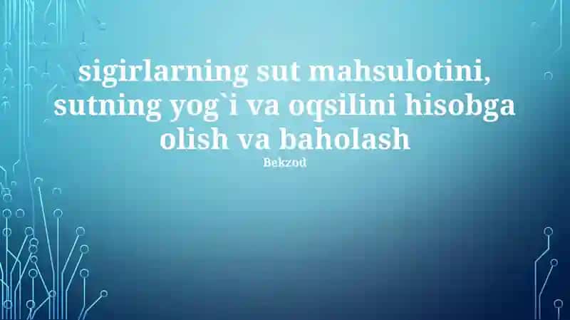 Sut mahsuloti baholash
