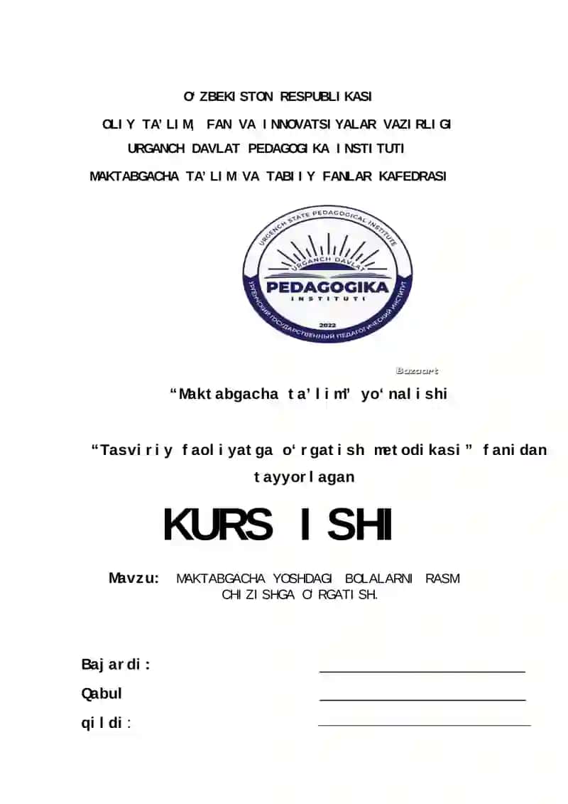 MAKTABGACHA YOSHDAGI BOLALARNI RASM CHIZISHGA OʻRGATISH
