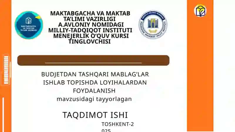 Budjetdan tashqari mablagʻlar ishlab topishda loyihalardan foydalanish