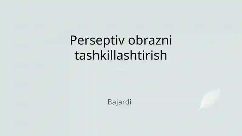 Perseptiv obrazni tashkillashtirish