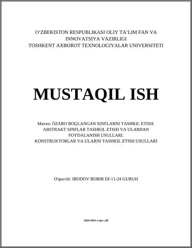 Abstrakt sinflarning mohiyati
